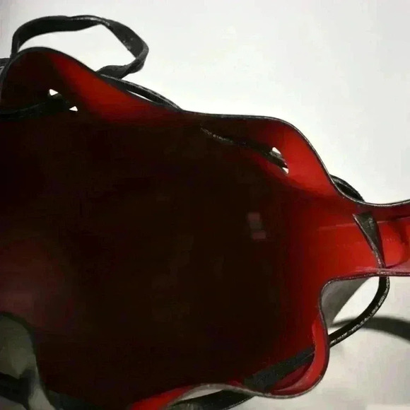 MANSUR GAVRIEL Black Smooth Calfskin Leather Large Bucket Bag Red Interior Italy - Picture 5 of 5